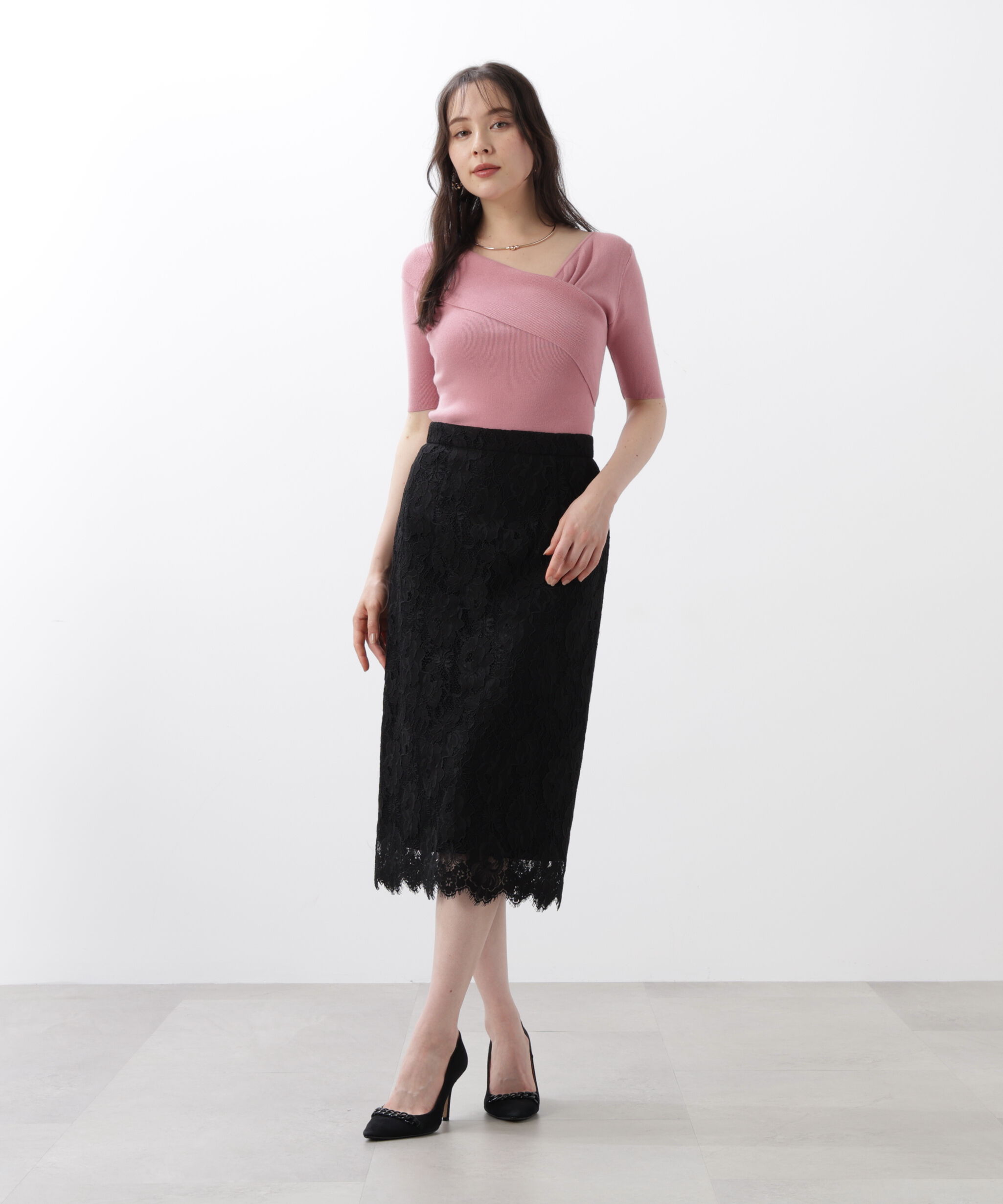  「◆アシンメトリーネックニットプルオーバー」|ニット・セーター|