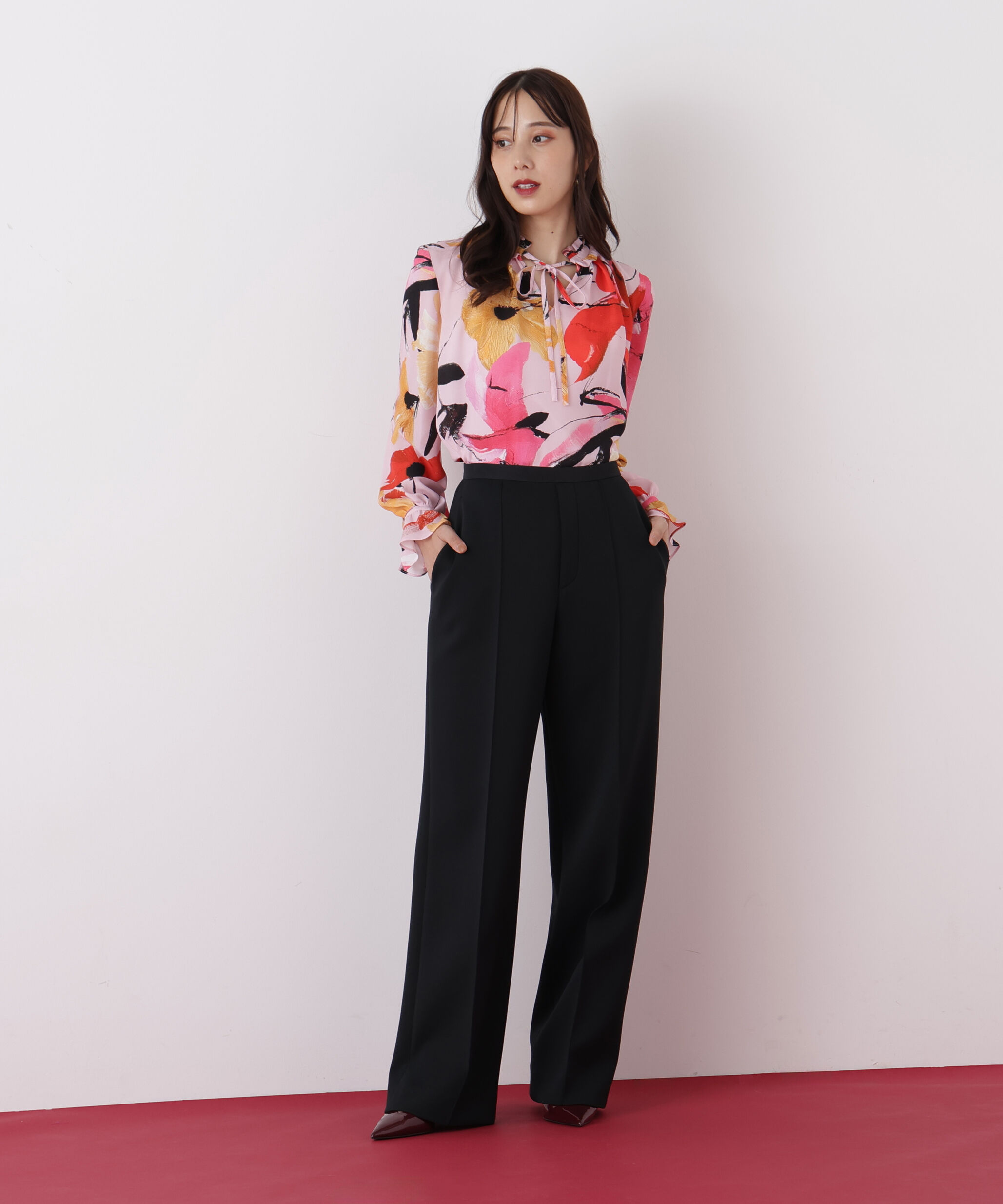  「◆フラワープリントギャザーブラウス」|シャツ・ブラウス|