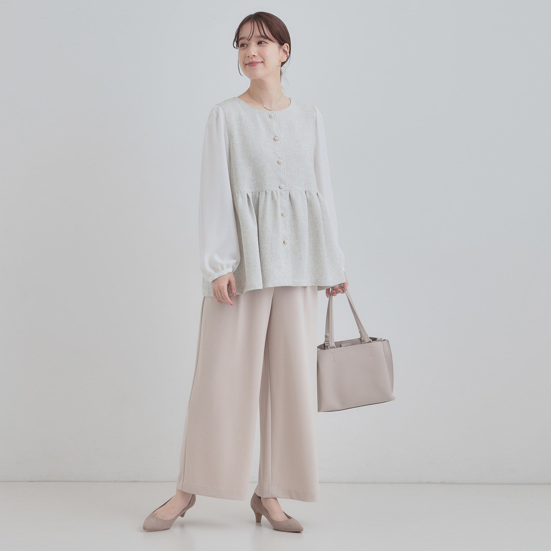 SHOO･LA･RUE「【洗濯機可】時短できちんと見えが叶う フェイクレイヤードブラウス」|シャツ・ブラウス|