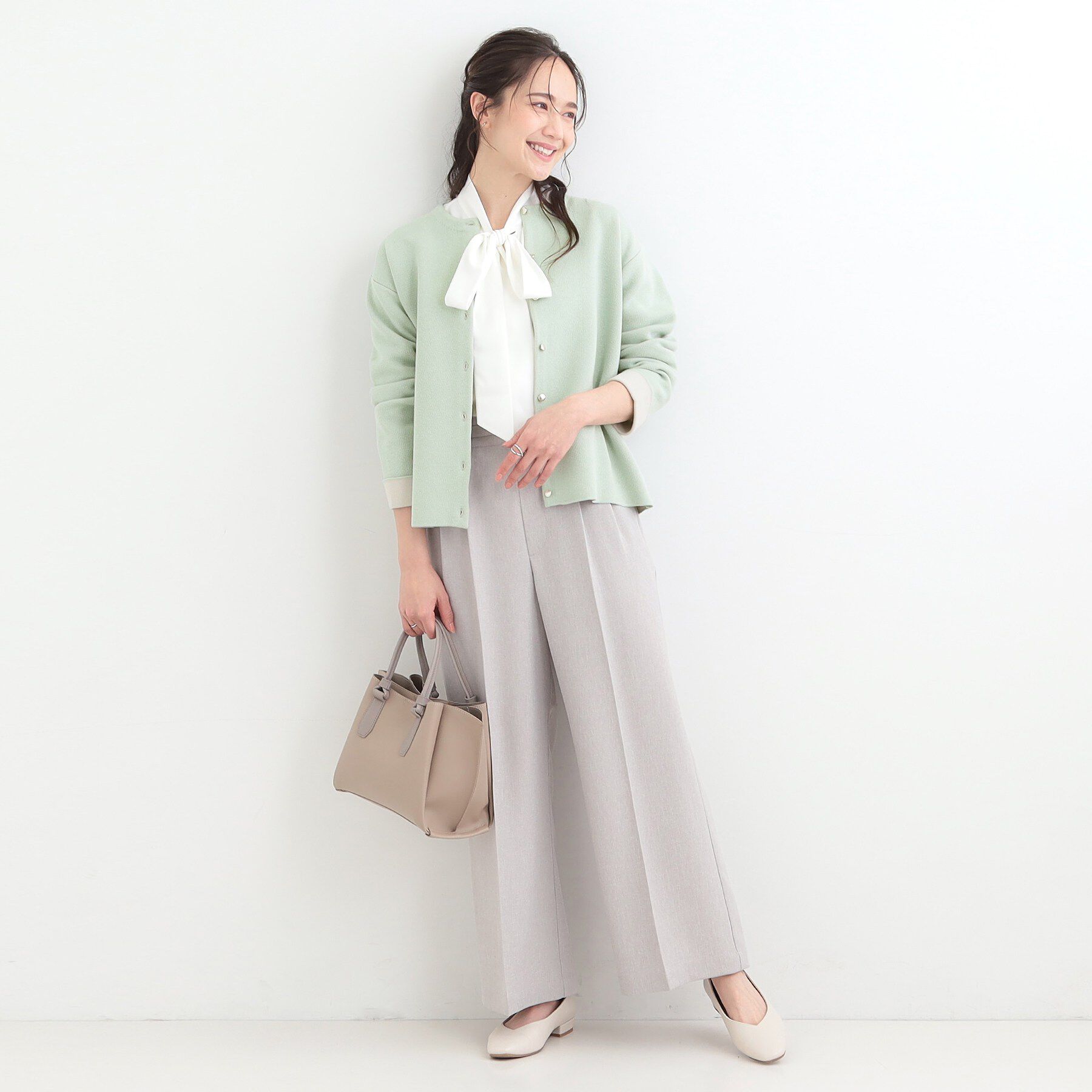 SHOO･LA･RUE「【洗濯機可/S-LL】品良くきまる ダブルフェイス 配色カーディガン」|カーディガン|