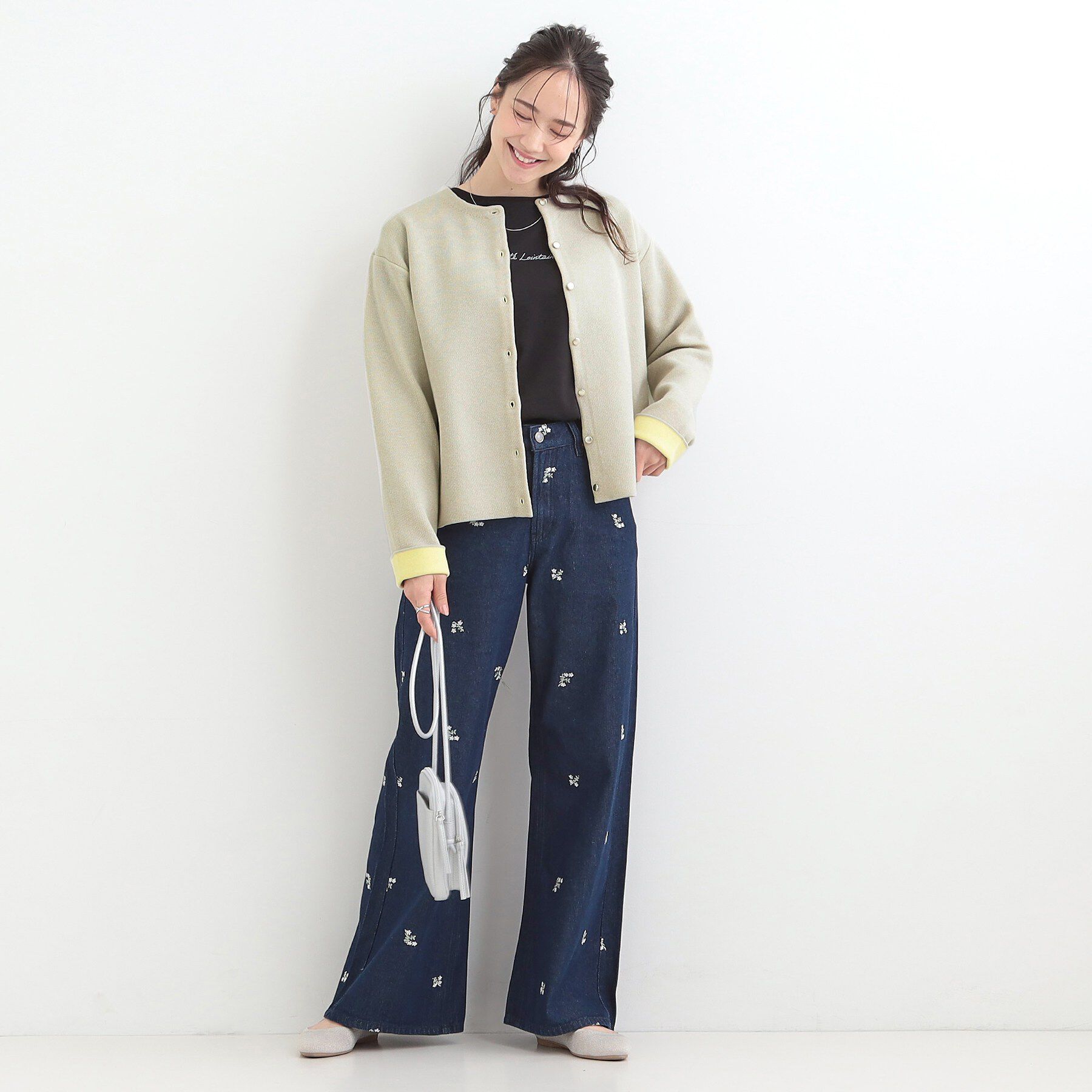 SHOO･LA･RUE「【洗濯機可/S-LL】品良くきまる ダブルフェイス 配色カーディガン」|カーディガン|