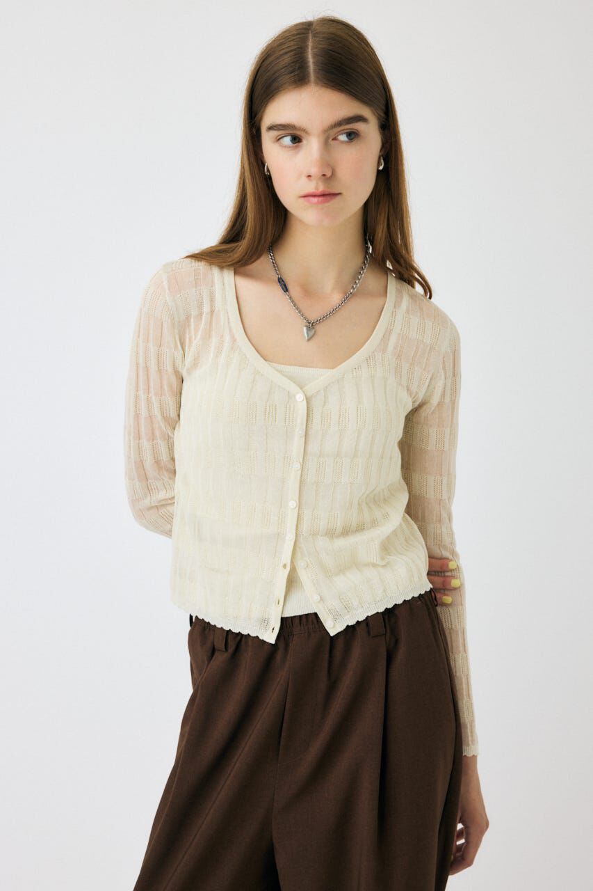 MOUSSY「SHEER BORDER カーディガン」|ニット・セーター|