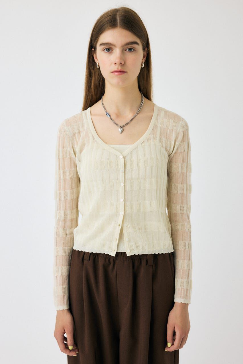 MOUSSY「SHEER BORDER カーディガン」|ニット・セーター|