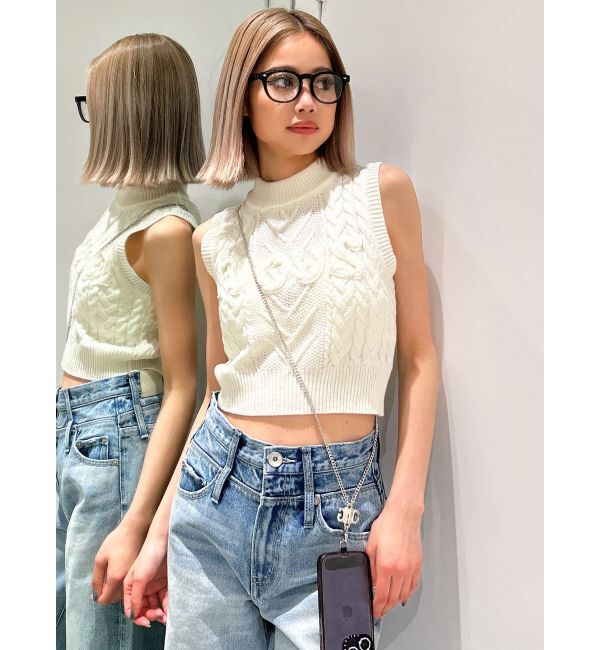 GYDA「NOUSノースリケーブルニットトップス」|ニット・セーター|