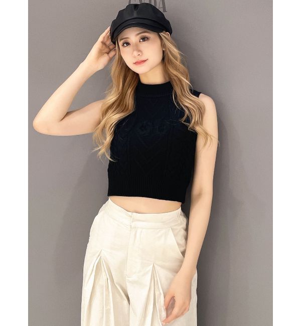 GYDA「NOUSノースリケーブルニットトップス」|ニット・セーター|