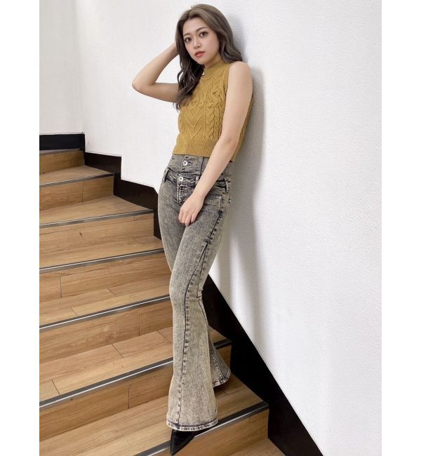 GYDA「NOUSノースリケーブルニットトップス」|ニット・セーター|