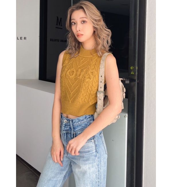 GYDA「NOUSノースリケーブルニットトップス」|ニット・セーター|