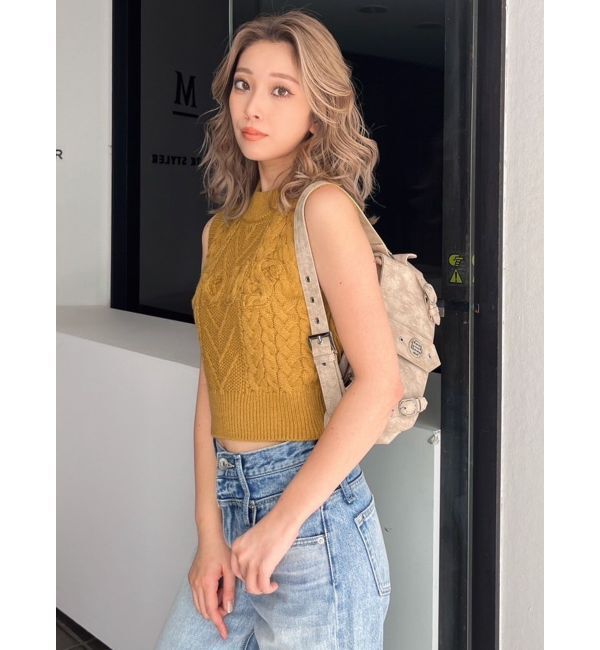 GYDA「NOUSノースリケーブルニットトップス」|ニット・セーター|