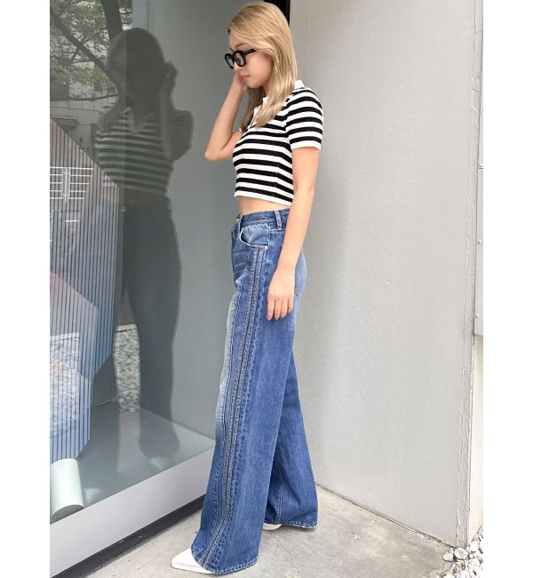 GYDA「BACK OPENハーフスリーブPOLOニットトップス」|ニット・セーター|