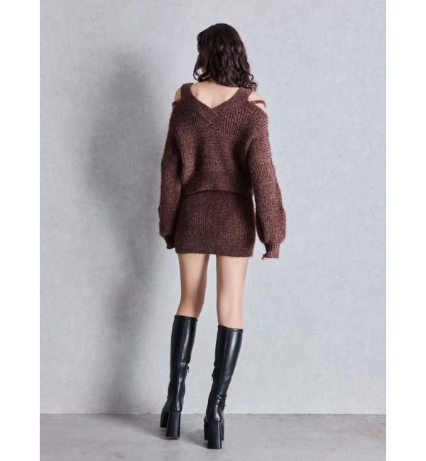 GYDA「レースアップシャギーニットトップス」|ニット・セーター|