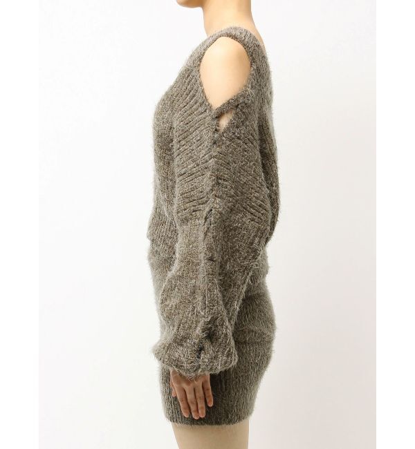 GYDA「レースアップシャギーニットトップス」|ニット・セーター|