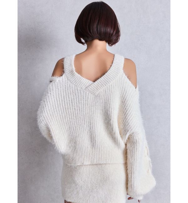 GYDA「レースアップシャギーニットトップス」|ニット・セーター|