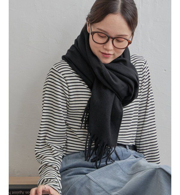 Lbc with Life「シルクタッチマフラー24」|マフラー|ブラック