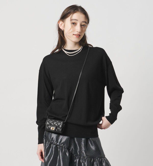 UNITED ARROWS「18G ウール クルーネック ニット ‐ウォッシャブル‐」|ニット・セーター|BLACK