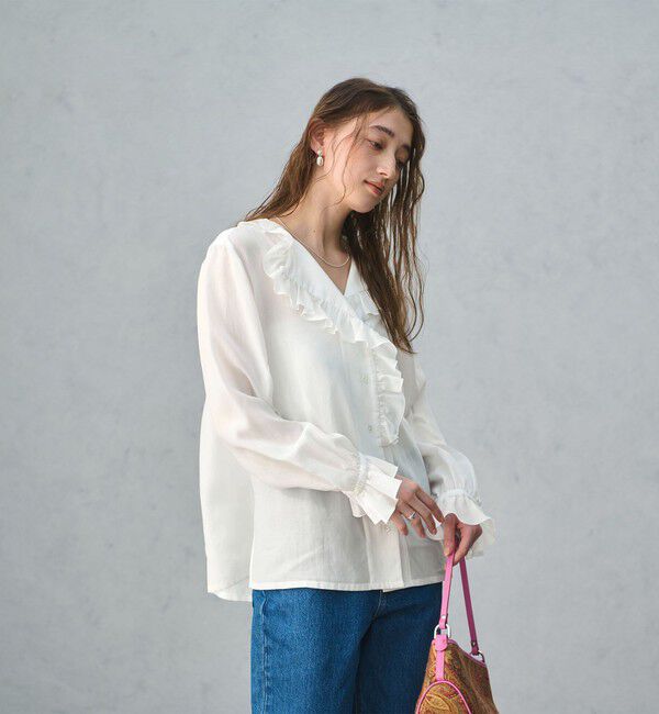 UNITED ARROWS「フリルカラー 2WAY ブラウス ‐ウォッシャブル‐」|シャツ・ブラウス|
