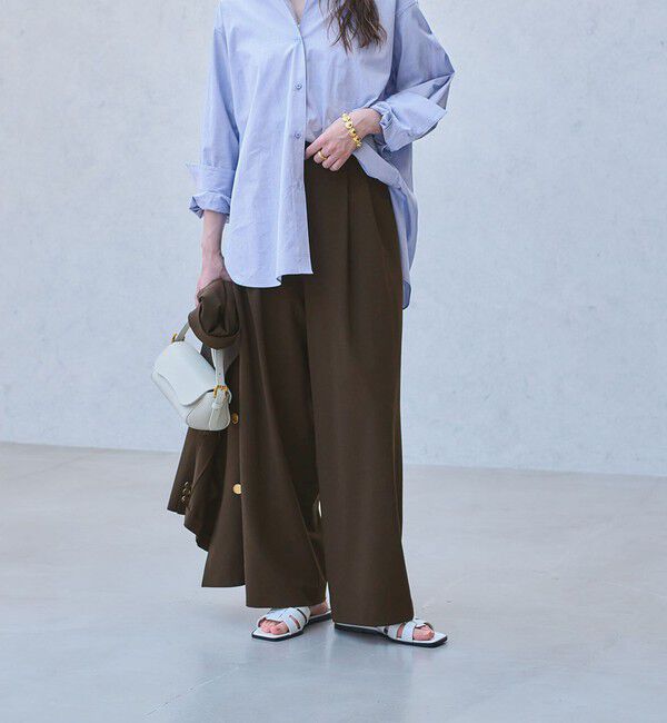 UNITED ARROWS「T/W ワイドパンツ ‐ウォッシャブル‐」|スラックス|DK.BROWN