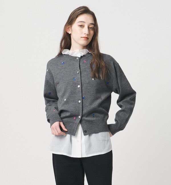 UNITED ARROWS「フラワー エンブロイダリー カーディガン」|カーディガン|DK.GRAY