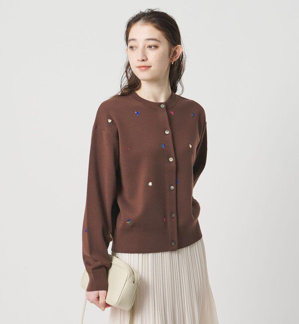 UNITED ARROWS「フラワー エンブロイダリー カーディガン」|カーディガン|DK.BROWN