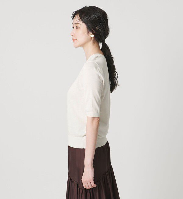 UNITED ARROWS「18G ハーフスリーブ クルーネックニット ‐ウォッシャブル‐」|ニット・セーター|