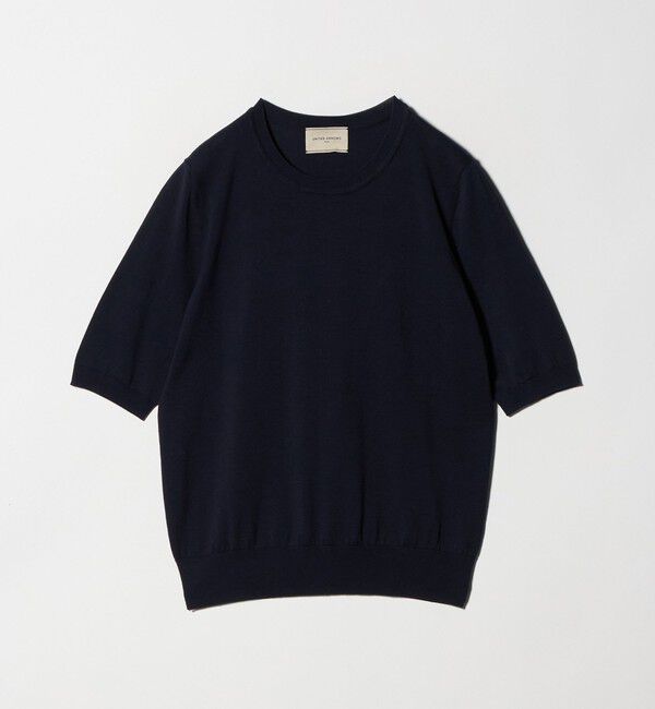 UNITED ARROWS「18G ハーフスリーブ クルーネックニット ‐ウォッシャブル‐」|ニット・セーター|NAVY