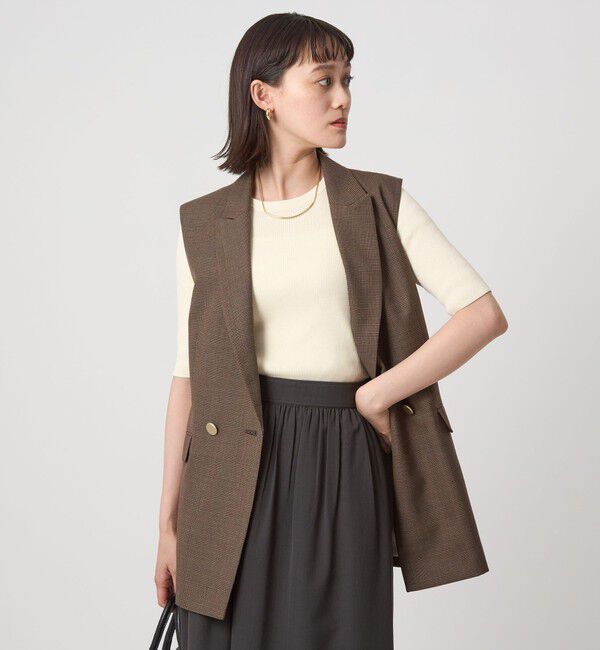 UNITED ARROWS green label relaxing「＜1_OF MINE＞リブ クルーネック 5分袖 ニット プルオーバー」|ニット・セーター|