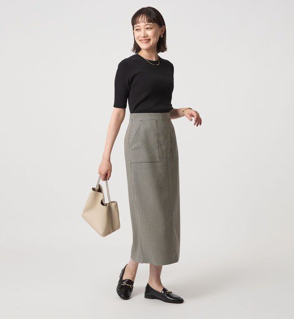 UNITED ARROWS green label relaxing「＜1_OF MINE＞リブ クルーネック 5分袖 ニット プルオーバー」|ニット・セーター|