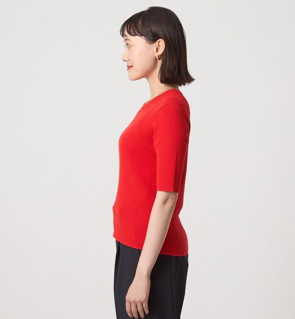 UNITED ARROWS green label relaxing「＜1_OF MINE＞リブ クルーネック 5分袖 ニット プルオーバー」|ニット・セーター|