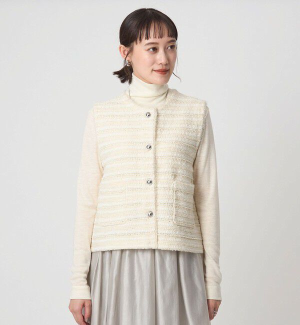 ミックスツイードライク ニット ジレ ベスト（UNITED ARROWS green