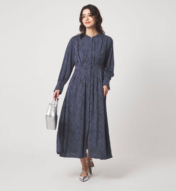 UNITED ARROWS green label relaxing「ジャガード ウエスト タック ワンピース 3」|ワンピース|NAVY