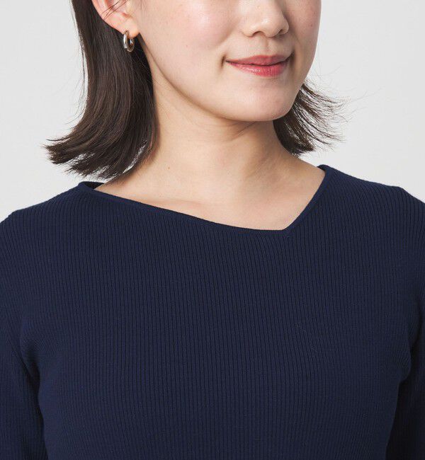 UNITED ARROWS green label relaxing「＜1_OF MINE＞リブ アシンメトリー ネック プルオーバー ニット」|ニット・セーター|