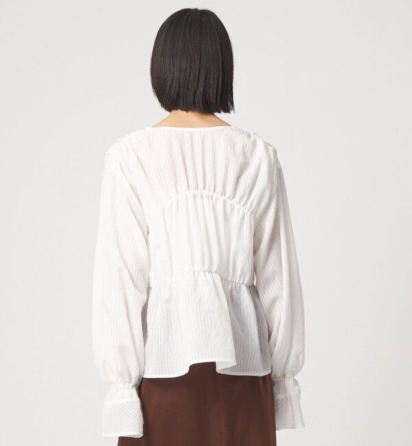 EMMEL REFINES「＜EMMEL REFINES＞EM ストライプ ギャザー ブラウス」|シャツ・ブラウス|