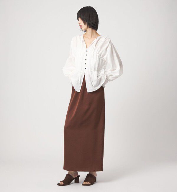 EMMEL REFINES「＜EMMEL REFINES＞EM ストライプ ギャザー ブラウス」|シャツ・ブラウス|