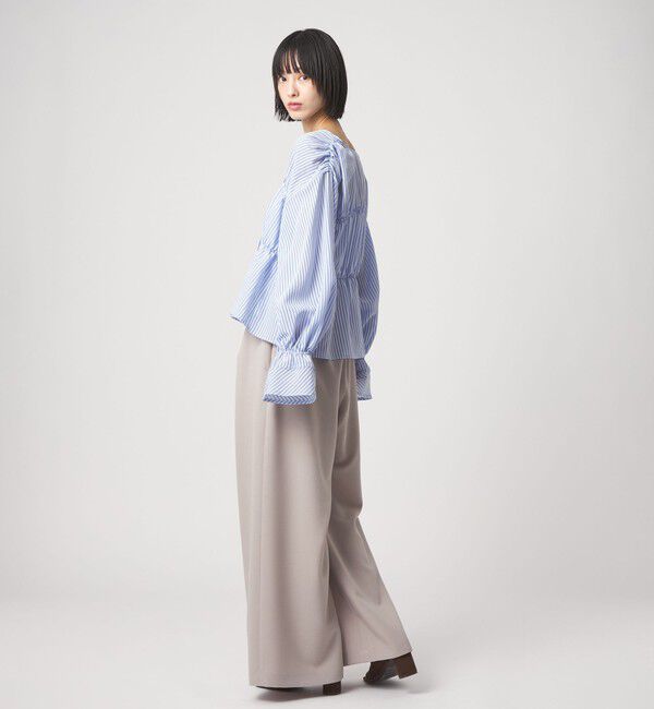 EMMEL REFINES「＜EMMEL REFINES＞EM ストライプ ギャザー ブラウス」|シャツ・ブラウス|