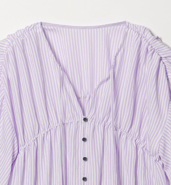EMMEL REFINES「＜EMMEL REFINES＞EM ストライプ ギャザー ブラウス」|シャツ・ブラウス|