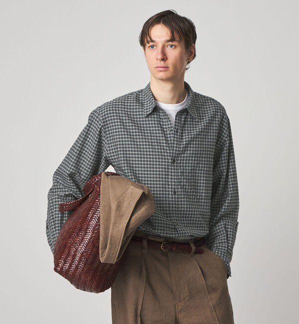 STEVEN ALAN「＜Steven Alan＞ ドレープ オックス チェック レギュラーカラー シャツ LOOSE」|シャツ・ブラウス|