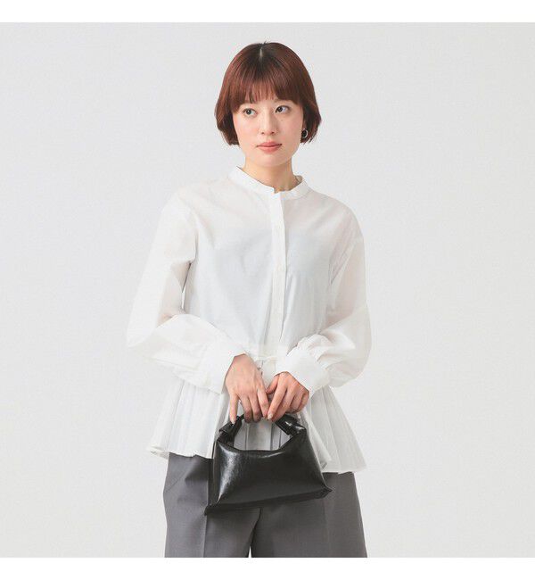 Ray BEAMS 「プリーツ キリカエ バンドカラー シャツ」|シャツ・ブラウス|