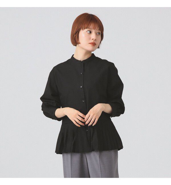 Ray BEAMS 「プリーツ キリカエ バンドカラー シャツ」|シャツ・ブラウス|