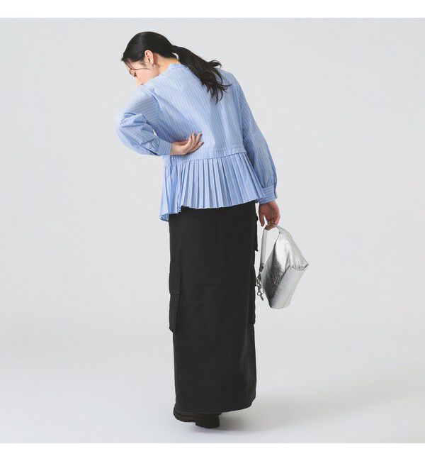 Ray BEAMS 「プリーツ キリカエ バンドカラー シャツ」|シャツ・ブラウス|