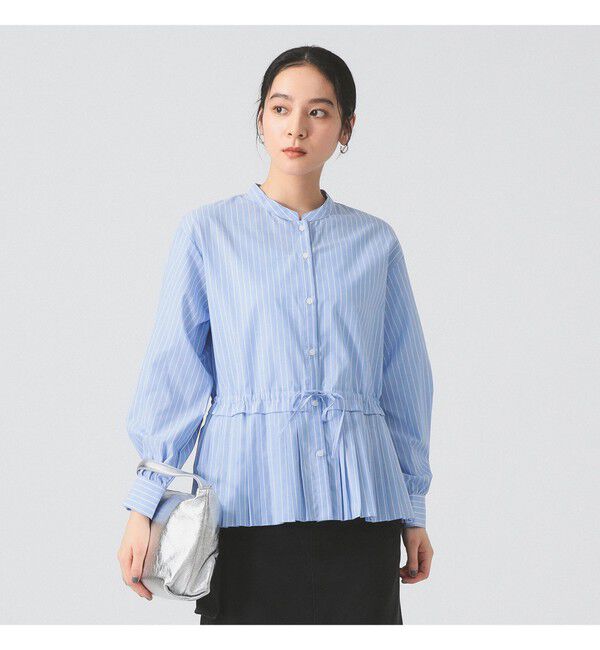 Ray BEAMS 「プリーツ キリカエ バンドカラー シャツ」|シャツ・ブラウス|