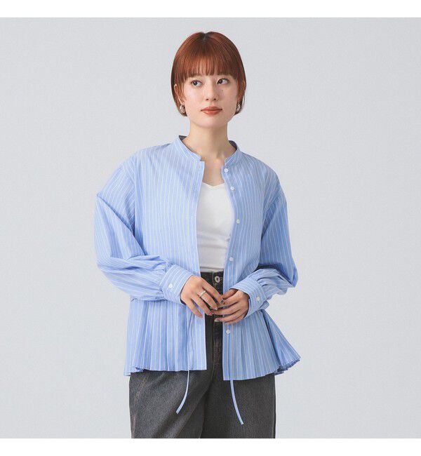 Ray BEAMS 「プリーツ キリカエ バンドカラー シャツ」|シャツ・ブラウス|