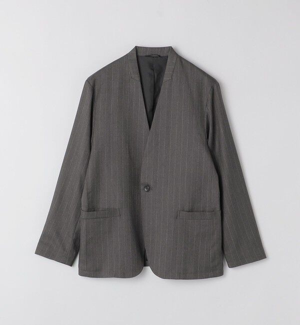 SHIPS Colors 「SHIPS Colors: 〈手洗い可能〉ウールライク ノーカラー ジャケット」|ノーカラージャケット|ダークグレー