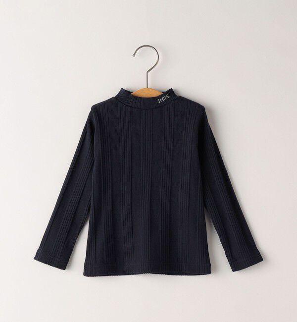 SHIPS KIDS「SHIPS KIDS:80～90cm / ランダム リブ ハイネック カットソー」|Tシャツ・カットソー|ネイビー