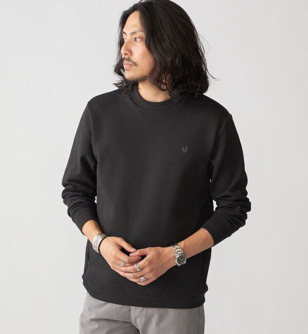 SHIPS「【WEB限定】SHIPS: テレワーク ビズ ワンポイントロゴ ハイゲージ ダブルニット スウェット」|スウェット・ジャージ|ブラック