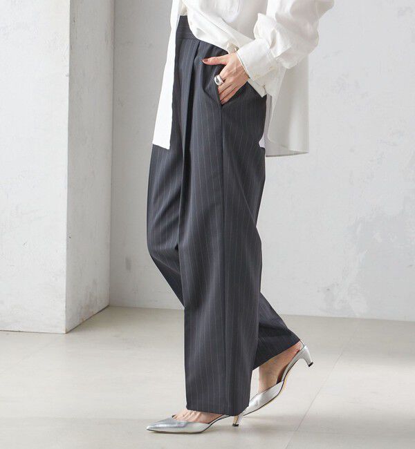 SHIPS for women「〈手洗い可能〉ストライプ ツイル ストレート パンツ」|スラックス|