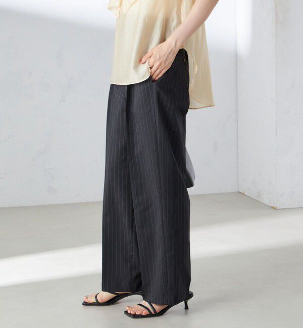 SHIPS for women「〈手洗い可能〉ストライプ ツイル ストレート パンツ」|スラックス|