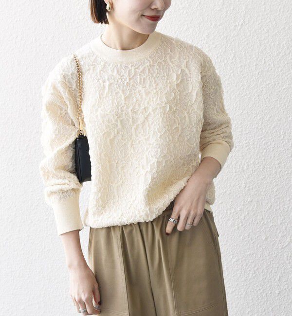 SHIPS any「【WEB限定】SHIPS any:〈手洗い可能〉ジャカード バンピー クルーネック プルオーバー」|ニット・セーター|