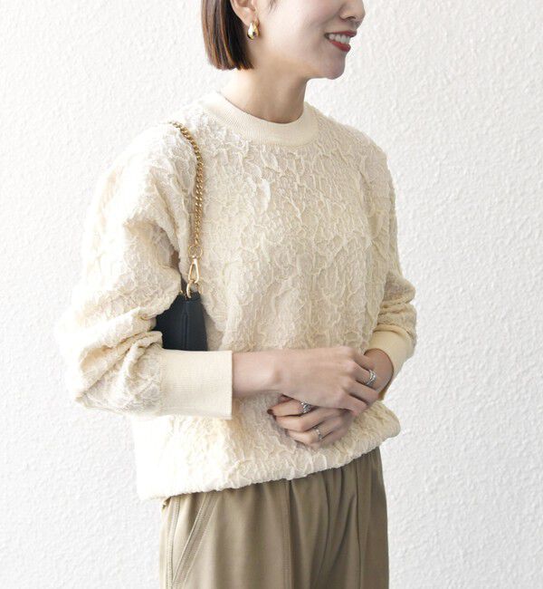 SHIPS any「【WEB限定】SHIPS any:〈手洗い可能〉ジャカード バンピー クルーネック プルオーバー」|ニット・セーター|