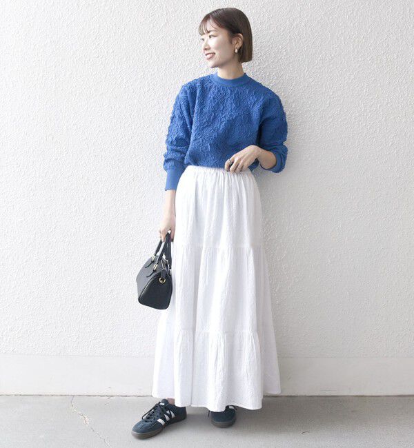 SHIPS any「【WEB限定】SHIPS any:〈手洗い可能〉ジャカード バンピー クルーネック プルオーバー」|ニット・セーター|