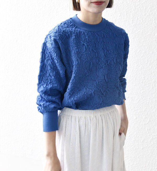 SHIPS any「【WEB限定】SHIPS any:〈手洗い可能〉ジャカード バンピー クルーネック プルオーバー」|ニット・セーター|