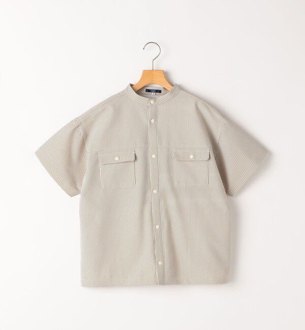 SHIPS KIDS「SHIPS KIDS:140～160cm /〈UVカット/吸水速乾〉ドライタッチ ストライプ シャツ」|シャツ・ブラウス|ベージュ系